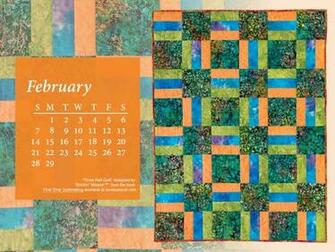 Quilt Calendar Computer Wallpaper February Books