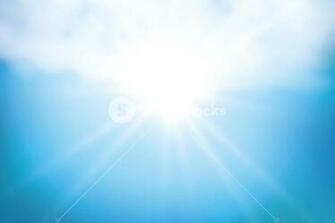 Realistic Shining Sun With Lens Flare Blue Sky Clouds