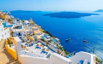Santorini Island In Greece White Architecture Blue Sea Beautiful
