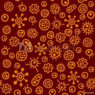 Cartoon Bacteria And Microbe Background Seamless Pattern Virus