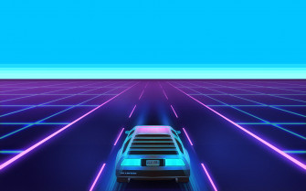 Pixelated Digital Retrowave Pixels Delorean Cyan