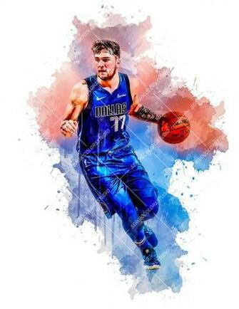 Luka Doncic Nba Poster Dallas Mavericks Watercolor Handmade
