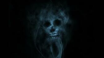 Wallpaper Smoke Skull Light Green Black Full HD 1080p