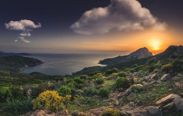 Wallpaper Sea Sunset Rocks Coast France Corsica The