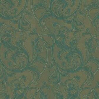 Green Acanthus Leaf Scroll Modern Wallpaper By