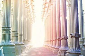 Gamma Photography Of Pink Gray And Teal Concrete Pillars During
