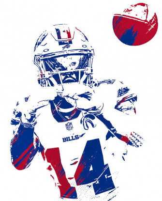 Stefon Diggs Buffalo Bills Watercolor Strokes Pixel Art Mixed
