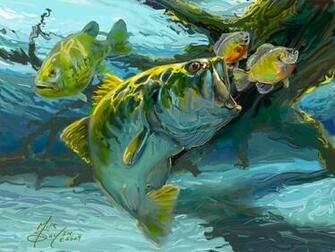 Bass Fishing Painting And Sunfish Art