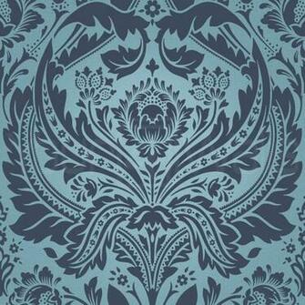 Desire Damask Wallpaper Petrol Blue And Dark Colour Image