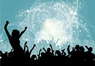 Crowd At Music Concert With Blue Star Background Wall Mural Ohpopsi