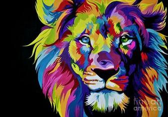 Colorful Lion Painting By Maja Sokolowska
