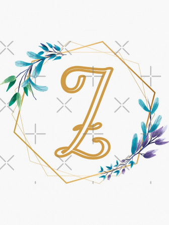 Cursive Letter Z Floral Frame Sticker By Lettermom