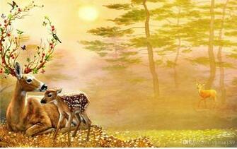Custom 3d Wallpaper The Best Mother And Child Gold Deer