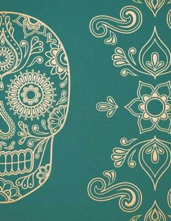 Day Of The Dead Sugar Skull Wallpaper Emerald Gold My