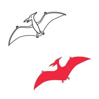 Pterodactyl Vector Silhouette And Contour Pteranodon Dinosaur