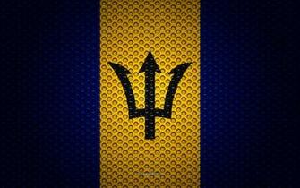Wallpaper Flag Of Barbados 4k Creative Art Metal Mesh