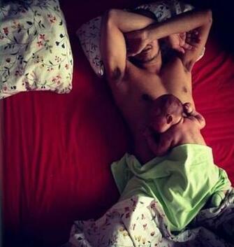 Cute Father And Baby Sleeping Wallpaper