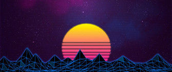 Majestic Retro Moon Illuminated By Lines Of Light