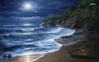 Moonlit Lagoon Wallpaper Digital Art