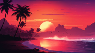 Sunset Beach Wave 4k Wallpaper iPhone HD Phone 8921m