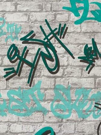 Wallpaper P S International Young Spirit Wall Grey Turquoise