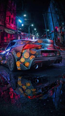Toyota Supra Body Art iPhone Wallpaper