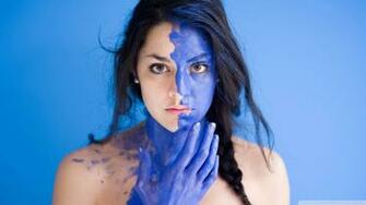 Model With Blue Face Paint 4k HD Desktop Wallpaper For Ultra