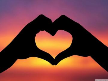Hands Making A Heart In The Sunset Wallpaper