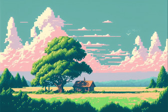 Pixel Nature Landscapes Midjourney Prompt Wallpaper