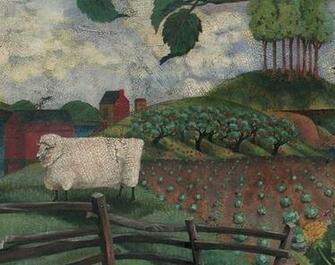 Antique Style Country Primitive Folk Art Mural Wall Border