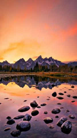 Mountain Lake Sunset iPhone Wallpaper HD Nature