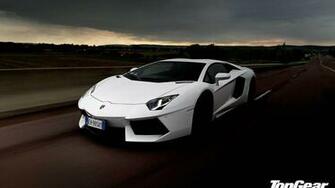 Top Gear Supercar White Lamborghini Aventador On The Road