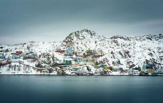 Wallpaper Canada Winter Snow Houses Cloudy Newfoundland And