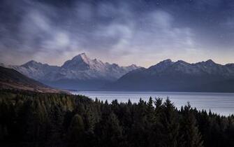 Dark Forest Mountains Sky Lake Desktop Pc And Mac Wallpaper