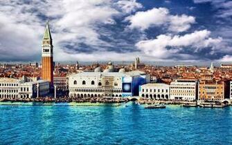 Italy Venice Water Sky Clouds City Buildings Stock Photos