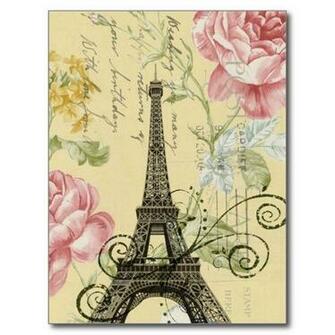 Girly Fashion Paris Eiffel Tower Vintage Postcards