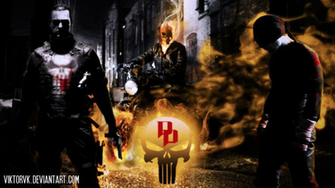 Daredevil Ghost Rider And Punisher By Viktorvk