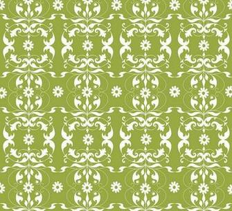 White Pattern Green Background Wallpaper For Interior Decoration