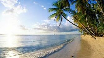Caribbean Beaches Beige Blue Clouds Wallpaper