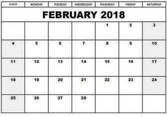 February Calendar Pdf Word Excel Template