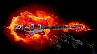 Wallpaper Burning Guitar X Widescreen Desktop