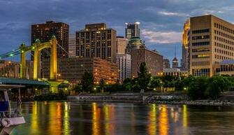 Wallpaper Usa Mississippi River Minneapolis Bridges Rivers Night