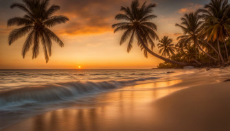 Tropical Beach Sunset Wallpaper