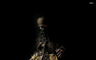 Soldier With A Gas Mask Wallpaper Digital Art