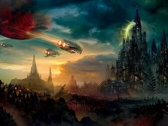 Wallpaper Futuristic City On The Bones Of Giant 3d