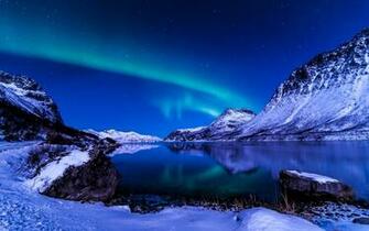 Wallpaper Iceland Northern Lights Sky Night Winter Snow Aurora
