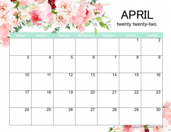 Printable April Calendar Wallpaper
