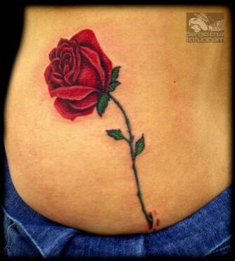 Realistic Rose Tattoo For