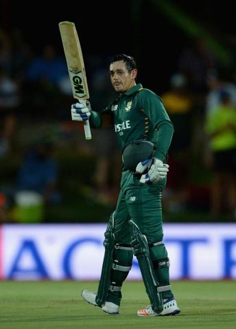 Quinton De Kock Celebrates His Century Photo South Africa V