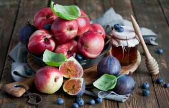 Wallpaper Berries Fruit Honey Blueberries Nectarines Figs